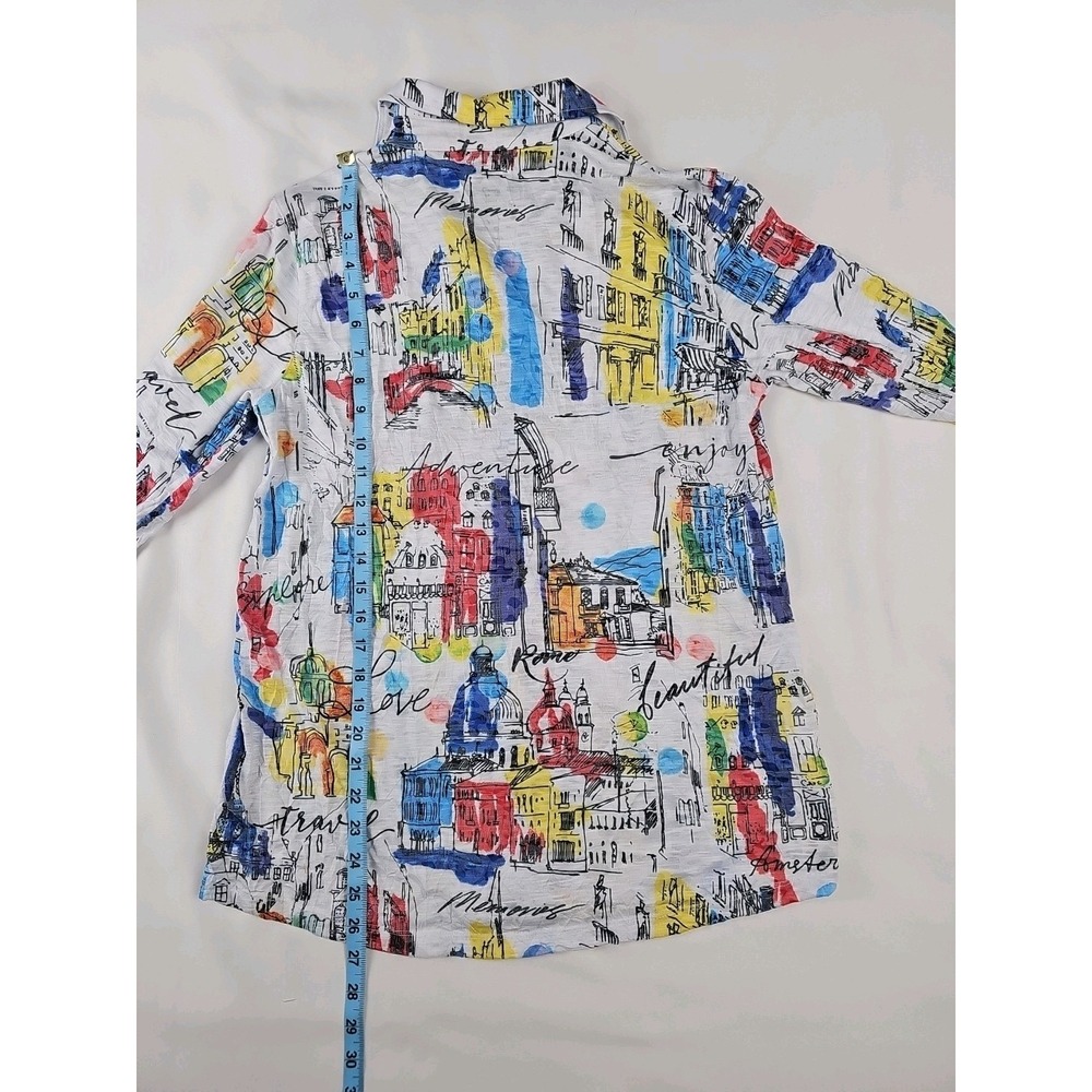 Ali Miles Abstract City Scape Tunic Top Blouse Lagenlook Wearable Art size XS - Picture 5 of 5